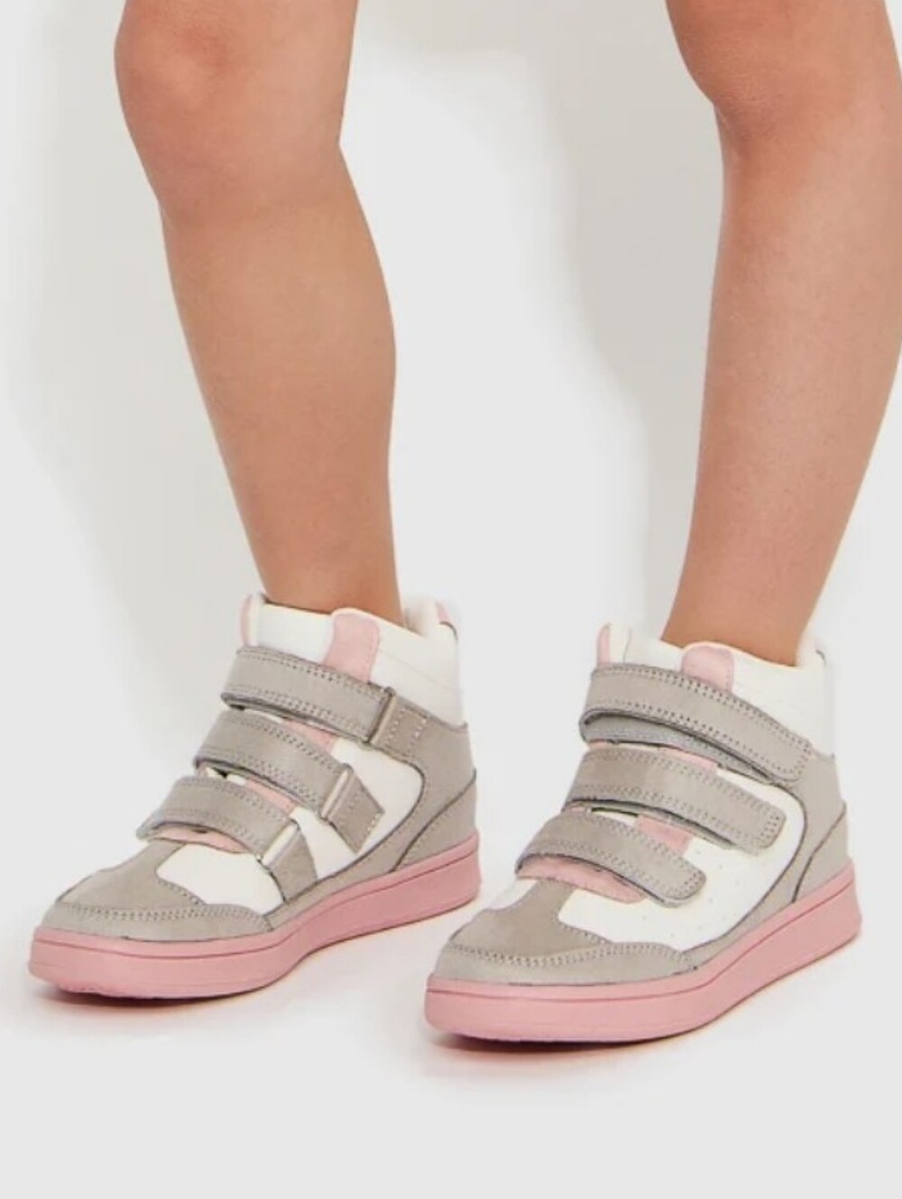 Girl's Hightop Sneakers With Velcro Straps, Size 13C